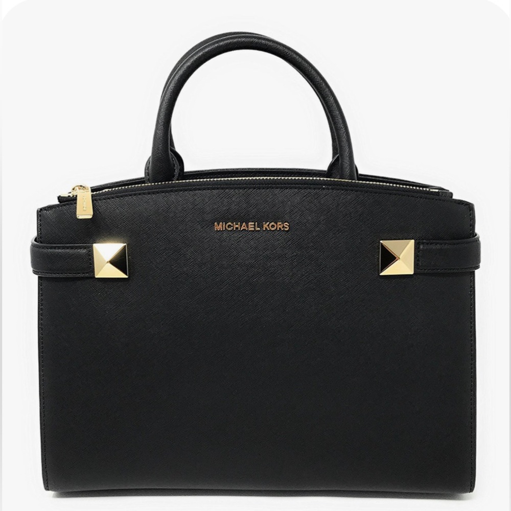 Michael Kors Karla Black Satchel/Crossbody (sm) with Gold Accents NWOT